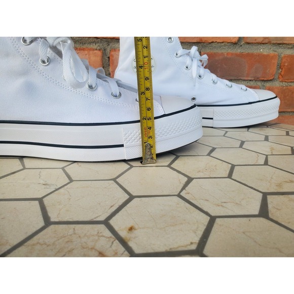 Men's CONVERSE Canvas 2in Platform CHUCK TAYLOR ALL STAR WHITE SNEAKERS‎ Size 12 - Picture 4 of 14